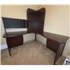 Image 1 : L-Shaped Wood Corner Desk with Hutch and Shelves