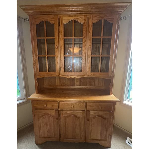 Solid Oak China Cabinet Hutch 52x18x82 Inches