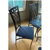 Image 2 : Glass Top Dining Table with 4 Metal Chairs, 44.5 Inch Table