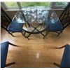 Image 5 : Glass Top Dining Table with 4 Metal Chairs, 44.5 Inch Table