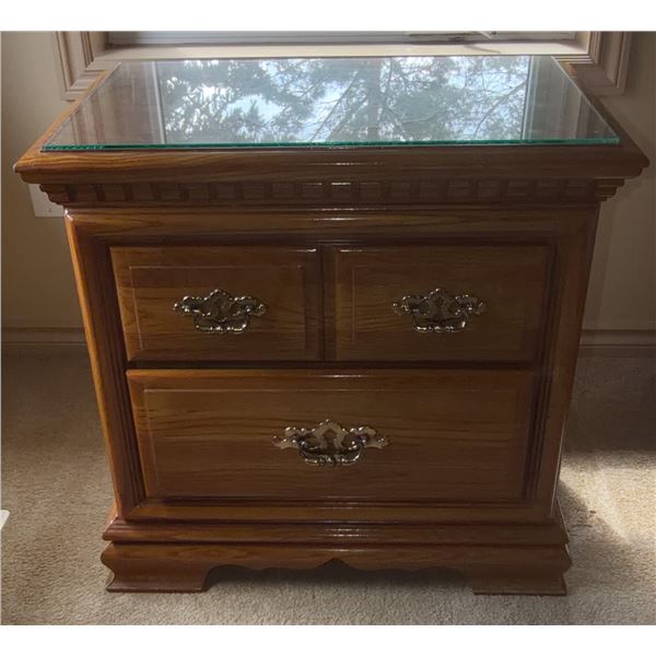 Carlisle Collection Solid Wood Nightstand with Glass Top