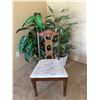 Image 2 : Wooden Side Chair With Upholstered Seat and Carved Backrest