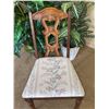 Image 3 : Wooden Side Chair With Upholstered Seat and Carved Backrest