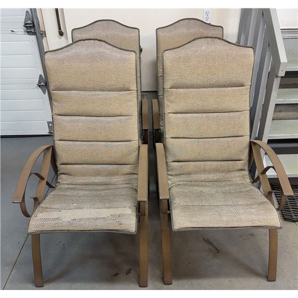 Four Metal Frame Patio Chairs with Fabric Sling Seats