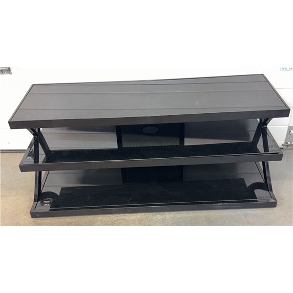 Black Three-Tier Media Stand, 48x20x20 Inches