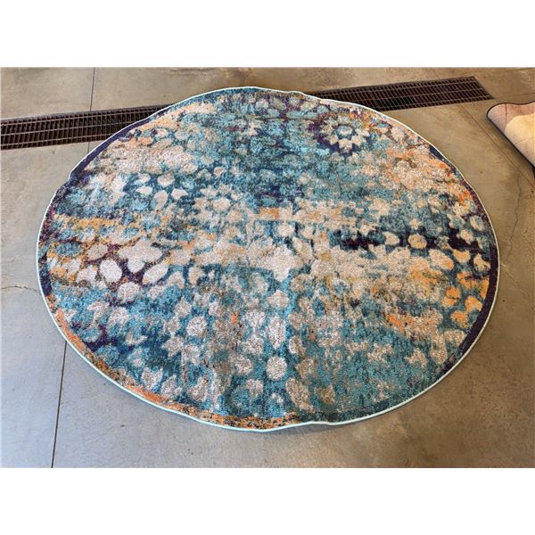 Unique Loom Arte Collection Blue Round Rug, 90 Inches