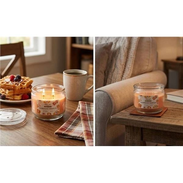 Candle-Lite Homemade Waffles Scented Glass Jar 3 Wick Case of 4