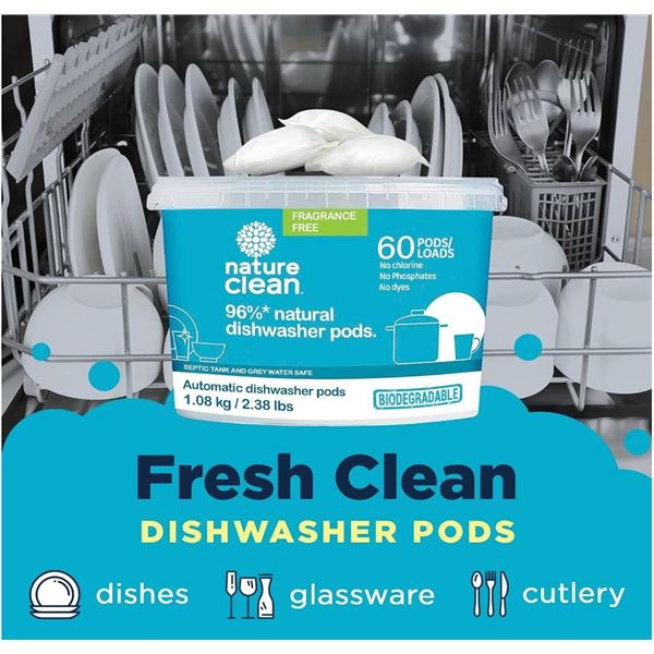 Nature Clean Dishwasher Pods 60 Sachets