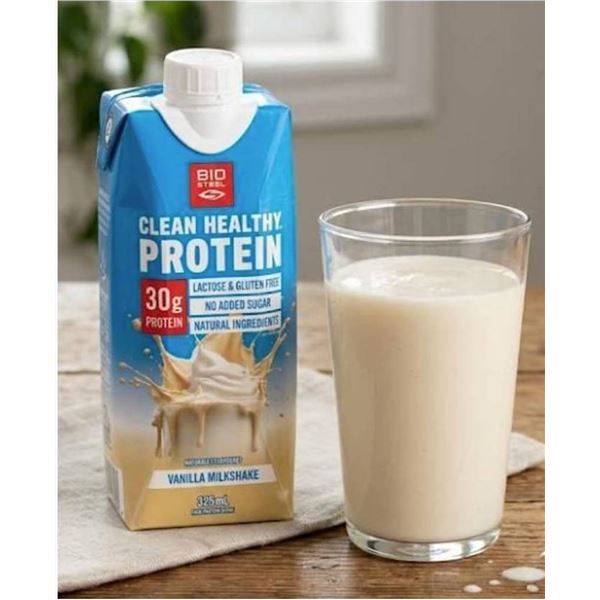 BioSteel Clean Healthy Protein Milkshake, Vanilla Flavored, 18 x 325ml