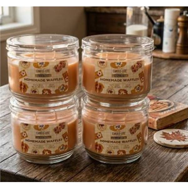 Lot of 4 - Candle-lite Homemade Waffles Candle 10 oz