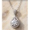 Image 1 : Sterling .925 SilverÂ  Tear Drop 1.0 Carat Solitaire Pendant & Necklace