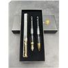 Image 1 : Black and Gold Fountain Pen Set with Extra Tips