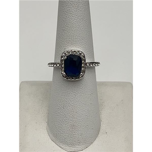 Blue Topaz 1.1 Carat Cushion Cut Solitaire Silver ring