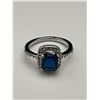 Image 3 : Blue Topaz 1.1 Carat Cushion Cut Solitaire Silver ring