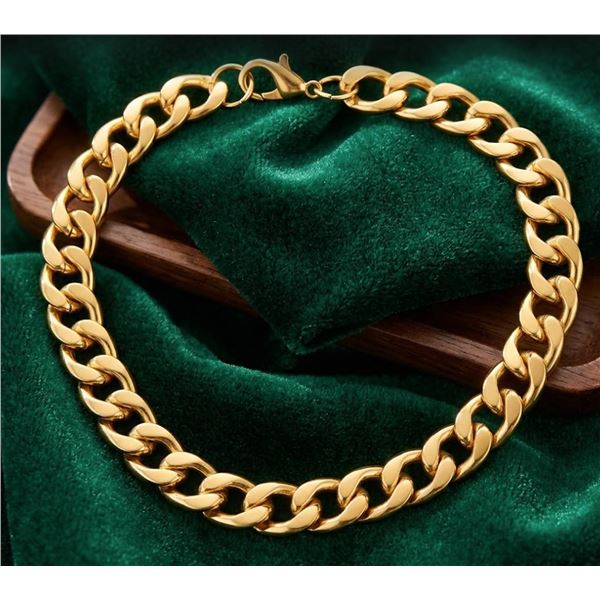 14K GP Cubana Heavy Bracelet