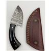 Image 2 : Damascus Steel Ulu style Knife with Sheath