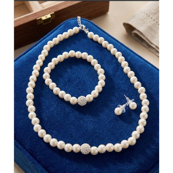 Faux Pearl Necklace & Earring set