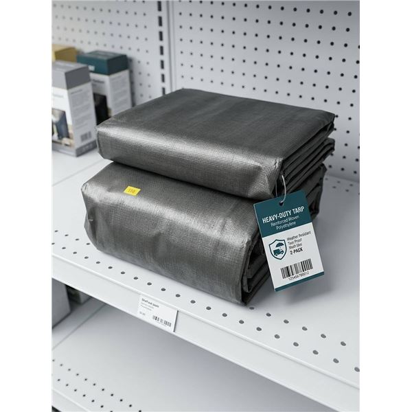 Large Heavy-Duty Gray Tarp With Metal Grommets 2 Pack