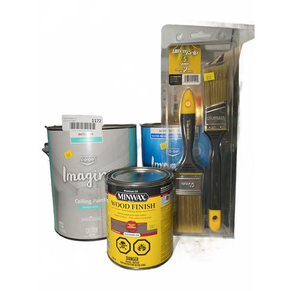 Co-Op Paint, Minwax Stain, and Brush Set