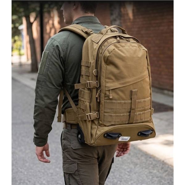 Tactical Rolling Backpack, Khaki Nylon