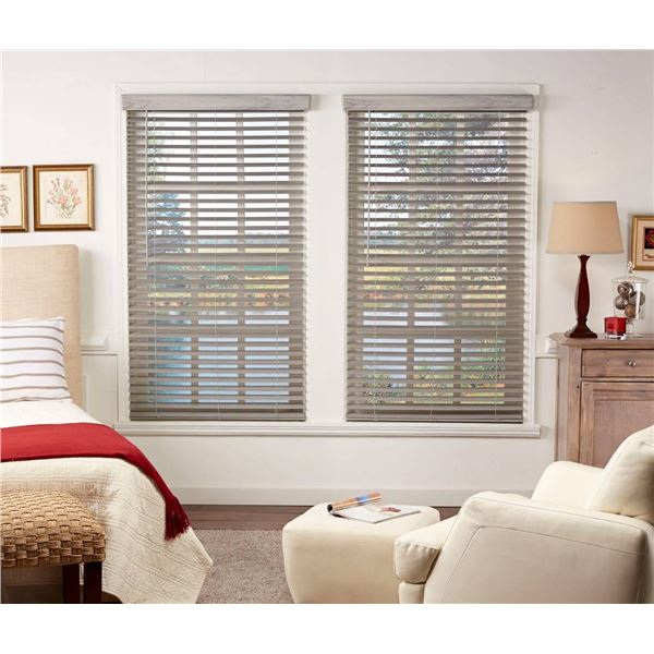 Lot of 4 - Allen + roth 2-In Faux Wood Blind Gray 36"x64"