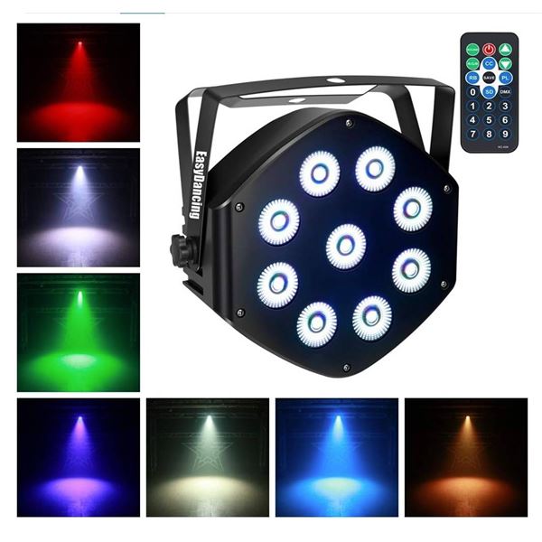 Lot of 2 -Â  EasyDancing Theatrical Stage Lighting Apparatus Par Light RGBW 9x10W LED Uplighting 8 C