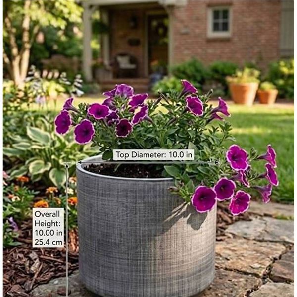 Rivet Rustic Stoneware Planter, Dark Grey