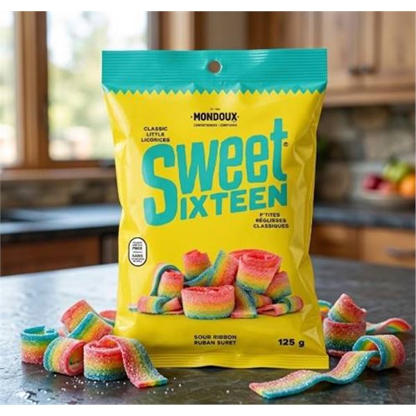 Mondoux Sweet Sixteen Sour Ribbon Licorice 8 x 125g