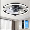 Image 1 : Linboro Ceiling Fan with Light, Black