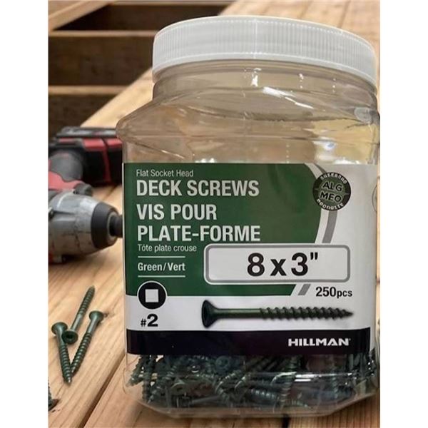 Hillman 8 x 3" Green Deck Screws 250pcs