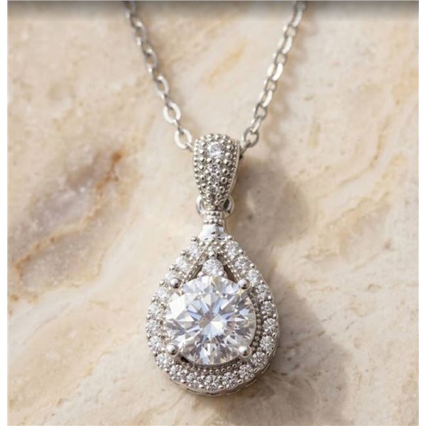 Sterling .925 Silver Teardrop Pendant Necklace set with certificate