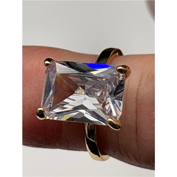 Emerald Cut 2.2 Carat Solitaire 14K GP ring