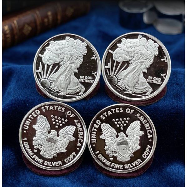 LOT of 4 .999 Silver 1 gram USA rounds