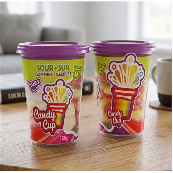 Huer Sour Gummies Candy Cup 12 x 165g