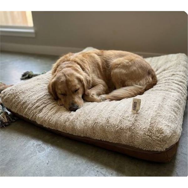 Large Beige Plush Pet Bed Cushion