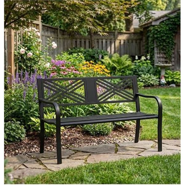 Seoul Park Bench, 50 in Steel Frame
