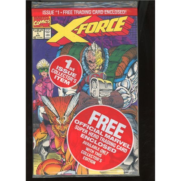 X-Force #1 Marvel Comics Aug 1991 Polybagged w/ Deadpool Trading Card