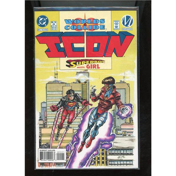 Icon #15 Worlds Collide Pt 11 DC/Milestone 1994 Superboy Meets Girl