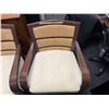 Image 3 : Qty 3 Wooden Armchairs w/ Upholstered Seats & Woven Backs 32" x 27" x 34"H