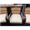 Image 4 : Qty 3 Wooden Armchairs w/ Upholstered Seats & Woven Backs 32" x 27" x 34"H