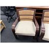 Image 6 : Qty 3 Wooden Armchairs w/ Upholstered Seats & Woven Backs 32" x 27" x 34"H