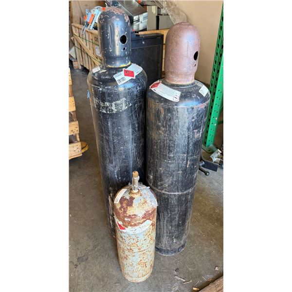 Qty 3 Cylinder Acetylene Tanks, Misc Sizes (Empty or Near Empty)