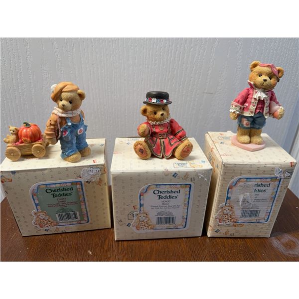3 Cherished Teddies Figurines with Box