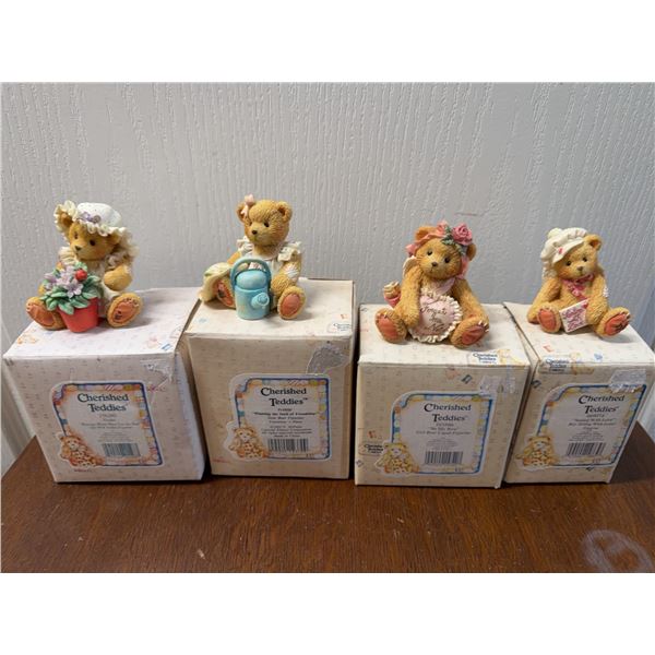Cherished Teddies Figurines with Boxes, Set/4