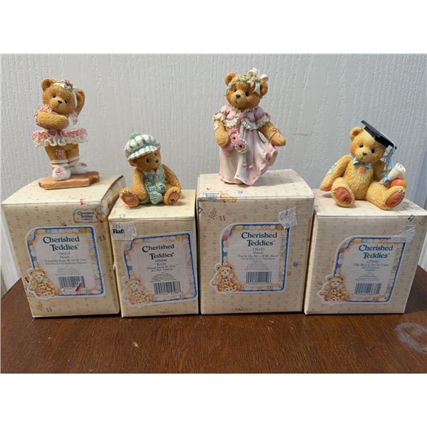 Cherished Teddies Figurines with Boxes, Set/4