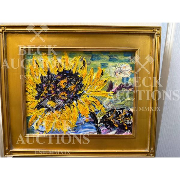 "Down By The Bay" Framed Sunflower Oil Painting on Canvas