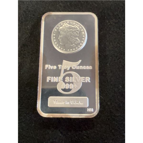 Five Troy Ounce HM .999+ Silver Bar