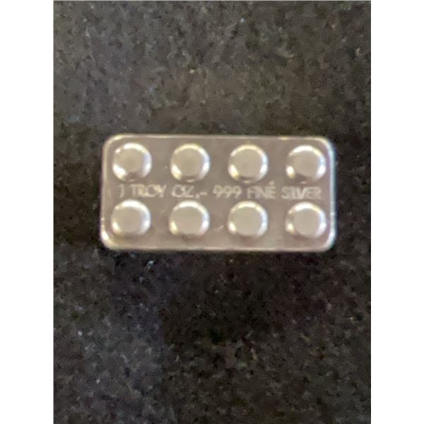 1 Troy Oz .999 Fine Silver Bar, LEGO Style