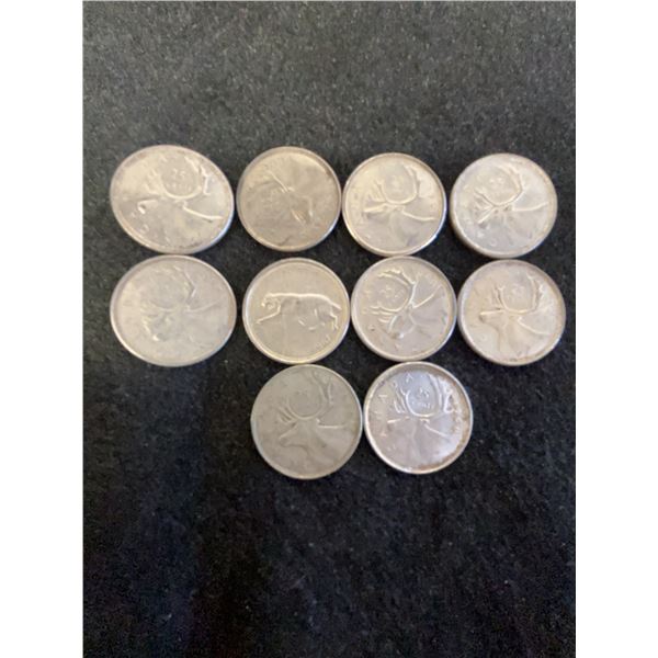 10 Canadian Silver Quarters, 58.31g