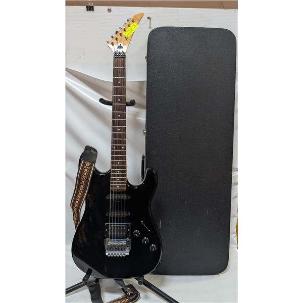 PROFILE BLACK STRAT ELECTRIC GUITAR W CASE